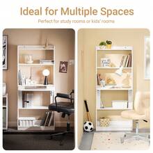 SoBuy Hemmakontor Fällbart bord Skrivbord Dator Skrivbord Arbetsstation med 5 hyllor Vit B64 X D58 X H145cm FWT92-H-W