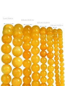 38cm Yellow Natural Stone Beads - Glossy Round Yellow Jade Loose Beads, Suitable For DIY Jewellery Making, Bohemian-Style Necklace, Bracelet And Earring Components (About 92/60/46/36pcs Beads Per Strand), Bracelet Components|Vibrant Jewellery Beads | Smooth Textured Beads - Multicolor - View 10