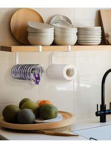 Heavy Duty Carbon Steel Cup Lid & Cup Holder, Space-Saving Cabinet Hanging Hook Paper Towel Rack Coffee Cup Hook, Multifunctional Kitchen Storage Organizer - Multicolor - View 3