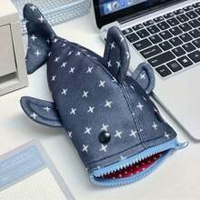 1个可爱鲨鱼造型铅笔盒，大容量文具收纳袋，铅笔袋 - 多色 - 查看 1