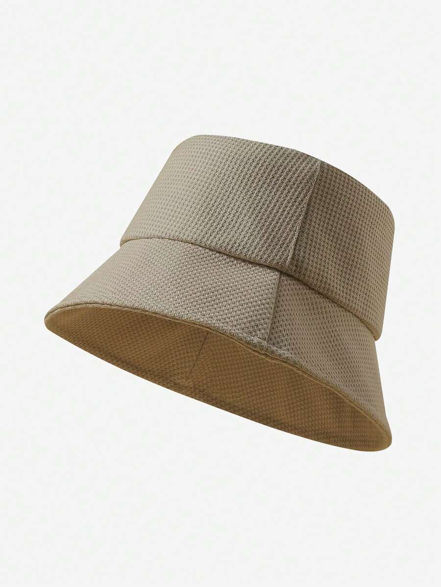1pc Women's New Casual Waffle Texture Bucket Hat, Versatile Simple Style, Suitable For Spring/Autumn, Unisex Design - Coffee Brown - View 1