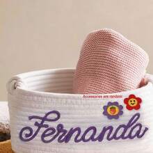1pc Personalized Letter Handmade Basket, Party Gift Basket, Easter Gift, Party Favor, Round Rope Gift Basket - White Storage Basket - View 39