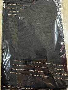 1 pièce Foulard musulman en mousseline de soie noire unie très orné de rayures et de strass, cadeau pour les fêtes - Multicolore - Voir 14