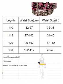 Zebra, Leopard Print Belt, Gothic Punk Rivet & Bead Decor Waist Belt, Available In Multiple Sizes, Suitable For Jeans, Fuzzy Belts Summer, School Fall, Autumn, Halloween - Multicolor - View 7