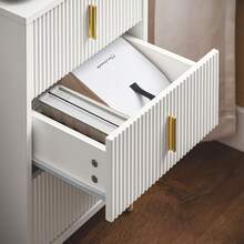 SoBuy Bedside Table, Nightstand With 3 Drawers And Storage Compartment, Modern Side Table For Bedroom And Living Room - White - View 9