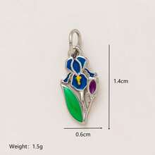 1pc Elegant Stainless Steel Flower Series Iris, Tulip, Chrysanthemum, Orchid, Cherry Blossom DIY Pendant, 18K Gold Plated, DIY Jewelry Accessory, Necklace, Bracelet, Earring, Keychain, Bag, Women Jewelry, Wallet, Charm, Small Pendant, Gift - Multicolor - View 17