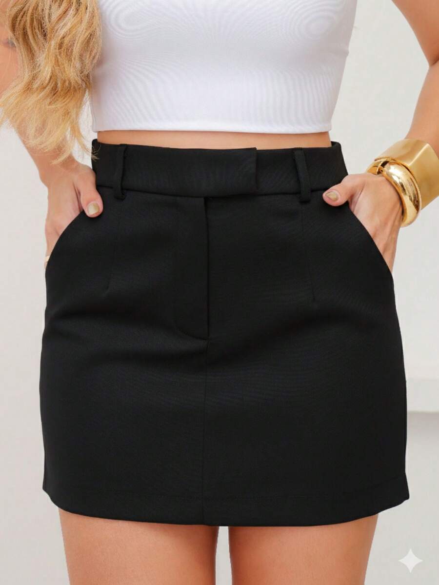 Lulurunm Wrap Skirt In Tailored Fabric With Straight Cut And Fine Finish - 黑色 - 查看 1