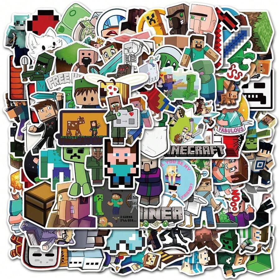 100pcs Classic Game Minecraft Graffiti Stickers, Waterproof Decals For Notebook, Luggage, Car - 100 PCS - View 1