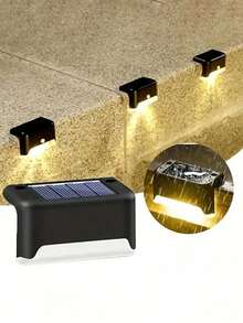 4个太阳能灯塔造型灯 - 暖白光，防水户外花园小径楼梯围栏夜灯 - 階梯燈 - 查看 9