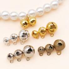 50pcs Vintage Mixed-Metal Mini Bell Charms - Copper Plated 18K Gold, Thick Silvery & Platinum - DIY Jewelry Findings For Bracelets, Necklaces & Christmas Decorations - Multicolor - View 3