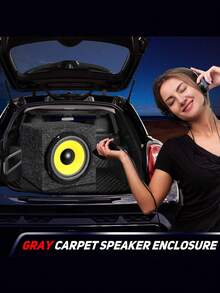 6.5 Inch Grey Carpeted Speaker Box Enclosure With Port, DIY Car Or Truck Audio Custom Subwoofer Box - A - View 6