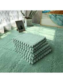 10pcs, 30cm, 60cm Plush Patchwork Rug Tiles, Bedroom Square Decorative Floor Mat, Bedside Cute Carpet, Thick Foam Floor Pad, Odorless Soft Interlocking Floor Protector Mat, Multi-Color Patchwork Rug, Comfortable Room Floor Mat, Suitable For Bedroom, Study, Living Room, Balcony - Plush Floor Mat - View 6