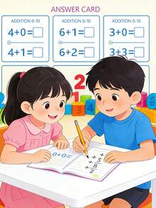 蒙特梭利闪卡，适合3岁以上儿童，包含字母、数字、数学学习，早教互动玩具礼品，男女皆宜 - 彩色 - 查看 11