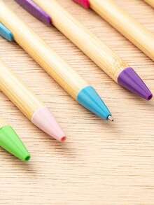 5/10/20/30/50/100pcs Customized Text/Logo Multi-Color Push-Button Bamboo Ballpoint Pens, Office/Student Gifts, Employee Incentive Pens, Personalized Bamboo/Wood Ballpoint Pens Suitable For Wedding Favors, Daily Office/School Use, Gifts For Friends, Teachers, Family, Colleagues - Multi-colored Bamboo Pen - View 7