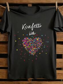 Top de Festa de Carnaval, com Design de Estampa Festiva de Bandeira - Parte Superior de Gola Redonda de Manga Curta com Estampa de Bandeira, Adequada para Carnavais, Festas a Fantasia e Eventos Temáticos (Adequada para Primavera, Verão e Outono), Roupa Casual Lavável em Máquina, Perfeita para Carnaval e Festas a Fantasia.Roupas de Dia dos Namorados para Mulheres, Roupas Plus Size para Mulheres, Dia dos Namorados Preto - Preto - Visão 4