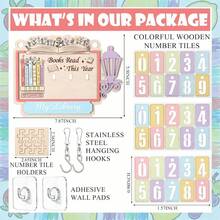 Books Read This Year Counter, Colorful Wood Hanging Book Counter Sign Bookshelf Decor - Colorful - View 7