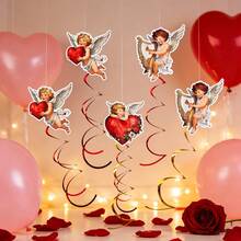 Valentines Day Ornament, Angel Heart Portable Hanging Swirl Decorations Art Craft Present - Red - View 5