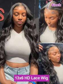NARNI 34 Inch Body Wave Lace Front Wigs Human Hair 250% Density Glueless Human Hair Wig Nature Black Lace Front Wigs Human Hair 13x6 HD Transparent Body Wave Lace Frontal Wigs Human Hair Pre Plucked Human Hair Wigs For Women - Natural Black - 查看 6