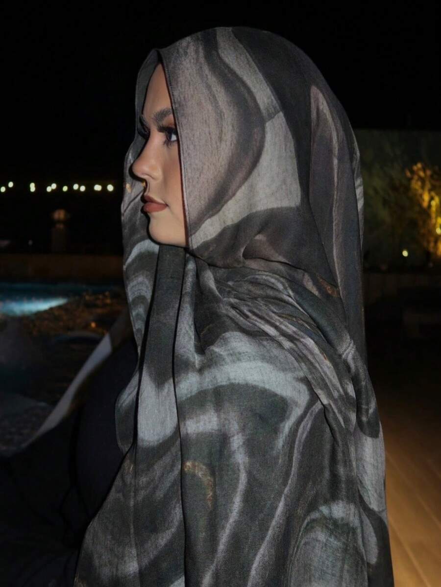 1条女士波西米亚风水彩印花围巾，防晒披肩，多功能头巾/围巾，适合日常使用