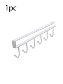 No Drill Wall Mounted Storage Rack With 6 Hooks, Suitable For Storing Coffee Mugs, Hats, Jewelry And Accessories, Great For Organizing Keys, Necklaces, Small Decor Items. Iron Storage Hanging Rack For Bedroom, Cabinet, Dorm, Home Decor, Kitchen , Makeup Room Decor,Room Decor - White - View 14