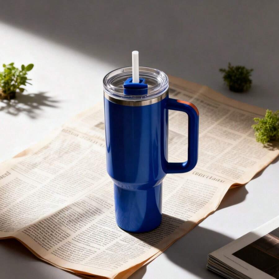 Stanley2025 40 Oz H2.0 Insulated Tumbler,With A Comfortable Handle, Featuring Double-Walled Vacuum Insulated Stainless Steel Construction. This High-Quality Drinkware Keeps Your Beverages At The Perfect Temperature, Whether It's Hot Or Cold, Ensuring The Original Taste Is Preserved For Longer Periods. Designed To Be Lightweight And Portable, It's Perfect For Outdoor Activities Like Camping, Hiking, Driving, And Travel. With A Large Capacity, It Meets Your Hydration Needs Throughout The Day. Stylish And Convenient To Carry, It's An Ideal Choice For Outdoor Enthusiasts And Makes A Thoughtful And Practical Gift, Whether For Friends Or Family. - 藍色40oz - 查看 1