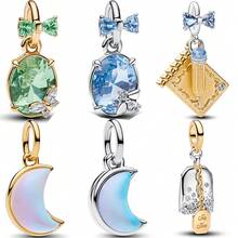 1 件装时尚金色月亮珠吊坠，镀银，适合手链项链 DIY 节日礼物 - 彩色 - 查看 2