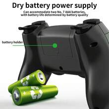 2.4G无线游戏手柄，带USB接收器，AAA电池供电，符合人体工程学设计，适用于PC/笔记本电脑/游戏主机 - 黑色 - 查看 9