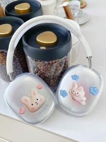 1对少女风甜美兔子爱心图案耳机保护套 - TPU软壳，适用于Airpodsmax/Airpodsmax2蓝牙头戴式耳机 - 無色 - 查看 2