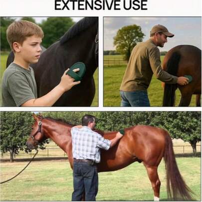 1 Set Horse Grooming Brush, Massage Glove, Bath Brush - TPR Material Suitable For Horses/Pets, Soft & Hard Bristles For Brushing, Massaging, Cleaning In One Step, Non-Slip Handheld Design, Comfortable And Convenient Pet/Horse Care Essential!