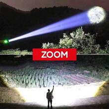 1pc High Power Long Range LED Flashlight, Tactical Light With LCD Battery Display, USB Rechargeable, Adjustable Zoom, Camping Lamp - As Shown In the Figure - View 6
