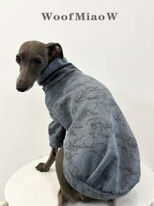 Italian Greyhound Whippet Dog Clothes, Navy Blue Printed Zip-Up Jacket, Windproof Warm Fashionable Dog Apparel