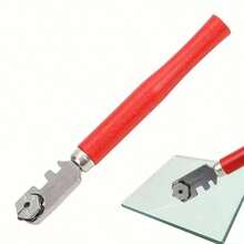 1pc/2pcs 6-Wheel Glass Cutter, Handheld Multi-Function 6-Wheel Glass Cutter Head, Tile Glass Mirror Cutting Tool, Manual Operation Without Electricity, Precise Cutting, DIY Glass Tool, Decoration Tool - Red - View 1