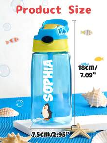 1個 480ml 可客製化姓名吸管水瓶，個性化姓名吸管杯，附個性化吸管蓋水瓶，適合學校使用、生日禮物與派對小禮 - 透明 - 查看 6