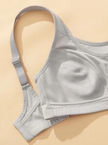 Wingslove Sujetador deportivo de alto impacto para mujer de talla grande, sin alambres y sin relleno, diseño de cobertura total, con tirantes anchos y espalda en forma de U, transpirable y cómodo para correr y hacer ejercicio - Gris - Ver 6
