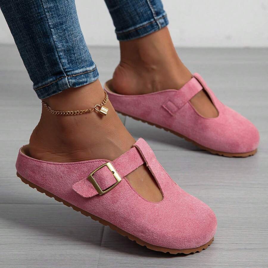 Women's New Flat Bottomed Toe Cap Cool Mop Round Toe, Fashionable And Casual, Comfortable And Versatile Oversized Women's Shoes For Wearing On One Foot - Hồng - Xem 1