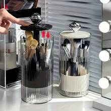 1pc Makeup Brush Holder, Dustproof Vanity Desk Cosmetic Organizer Box, Eyebrow Brush Cylinder With Brush Holder - Multicolor - View 7