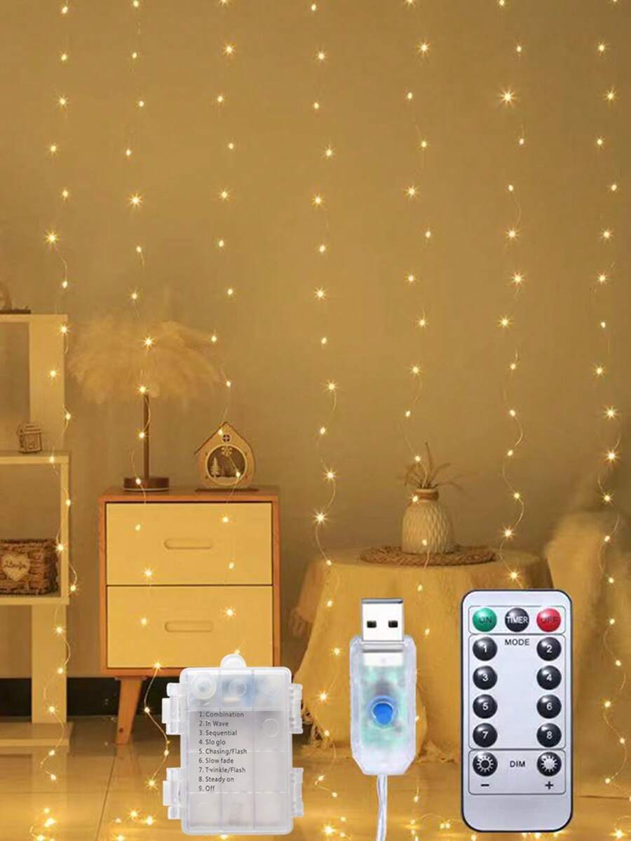 3 Meters LED Window Curtain Lights, USB Powered Fairy Lights, Christmas String Lights, Suitable For Window, Wedding Party, Garden, Outdoor Patio Decor - Multicolor - View 1