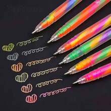 6pcs Metallic Rainbow Gradient Watercolor Pens, Suitable For Painting And Graffiti. Fine-Tip Pens Applicable For DIY Photo Albums, Black Cards, Collages, Handicrafts, Ceramics, Stones, Glass, Etc. Great Gifts For Birthday, Christmas, Halloween, New Year, Easter. Art Supplies, Artistic Sketching, Vibrant Colors, Glitter Effect, Smooth Ink Flow, Durable Barrels, Art Markers, Creative Tools. - Multicolor - View 7