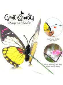 5/10/30/50 piezas Decoraciones de mariposa, estacas de mariposa oscilantes DIY creativas de PVC resistente al agua, estacas de jardín de mariposas simuladas, con varillas de resorte adecuadas para interiores/exteriores, decoración de Navidad en el patio - Multicolor - Ver 6