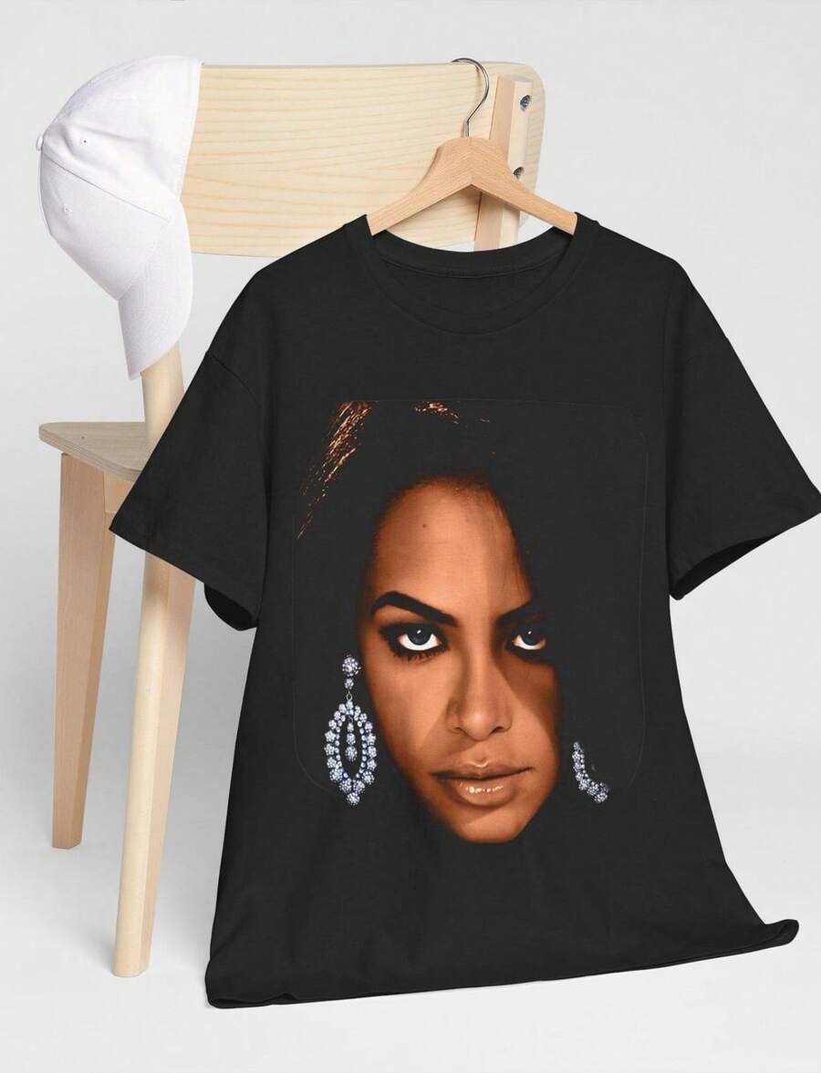 Classic AaliyahS Unisex T-Shirt AaliyahS Minimal Black White Shirt AaliyahS Shirt Music RnB Singer Rapper Shirt Gift For Fa (1) - màu đen - Xem 1