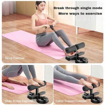 1pc Floor-Standing Sit-Up Bar, Portable Floor-Standing Sit-Up Bar, Home Fitness Sit-Up Assist Device With 2 Suction Cups And Adjustable Footrest, Abdominal Muscle Trainer, Suitable For Home Workout, Can Be Used For Abdominal Exercise, Workout, Gym, Home Fitness