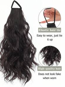 12 Inch Synthetic Braided Ponytail, Made With Realistic Hair Fibers, Naturally Fluffy And Soft. Tie Up In A High Ponytail With A Waterfall Hair Tie. Includes Elastic Hair Bands, Hair Ties, And Hair Scrunchies. - Multicolor - View 3