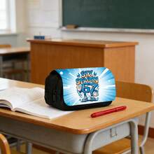 67 Styles Double-Deck Pencil Case, Made Of Polyester Fabric, Large Capacity For Stationery Storage. Size: 21cm X 11cm. Cartoon Pattern, Lightweight And Practical, Double-Deck Flip Design, Unisex Style, Suitable For Students, Event Organizers, Daily Use - A - View 3