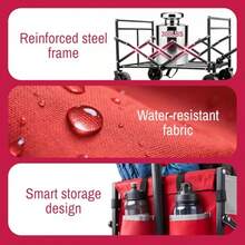 R-NCFUN Carro pble con ruedas de 300 s color roo portátil deportivo utilita para  ardín camping y comestes pesca - Rojo - Ver 6