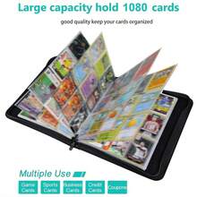 Trading Cards Album Folder 1080 Pockets Card Binder Holder 60 Pages Gift - Black - View 6