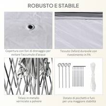 Outsunny 3.3 m Gazebo Pieghevole con Zanzariera e Doppio Tettuccio, Altezza regolabile e Borsa da Trasporto, Beige - Grigio - Visualizzare 8