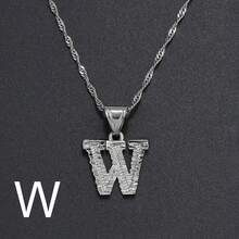 1件银色女士A-Z大写字母吊坠项链，约会、派对、婚礼的奢华珠宝礼物 - 銀色 - 查看 22