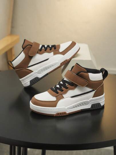 1双男童网面透气休闲鞋，春秋新款魔术贴平底防滑体操运动鞋