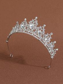 1 pieza Diadema con corona de princesa de cristal, regalo de reina de cumpleaños con rhinestones, corona de celebración de 15 años, accesorio para fiesta de boda y baile de graduación - Dorado - Ver 5