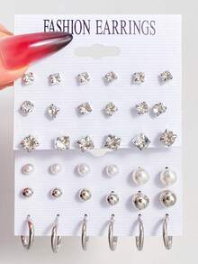 VKME 36件金属珍珠锆石耳钉套装 - XH92825478 - 查看 2